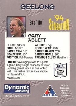 1994 Dynamic AFL Sensation #88 Gary Ablett Back